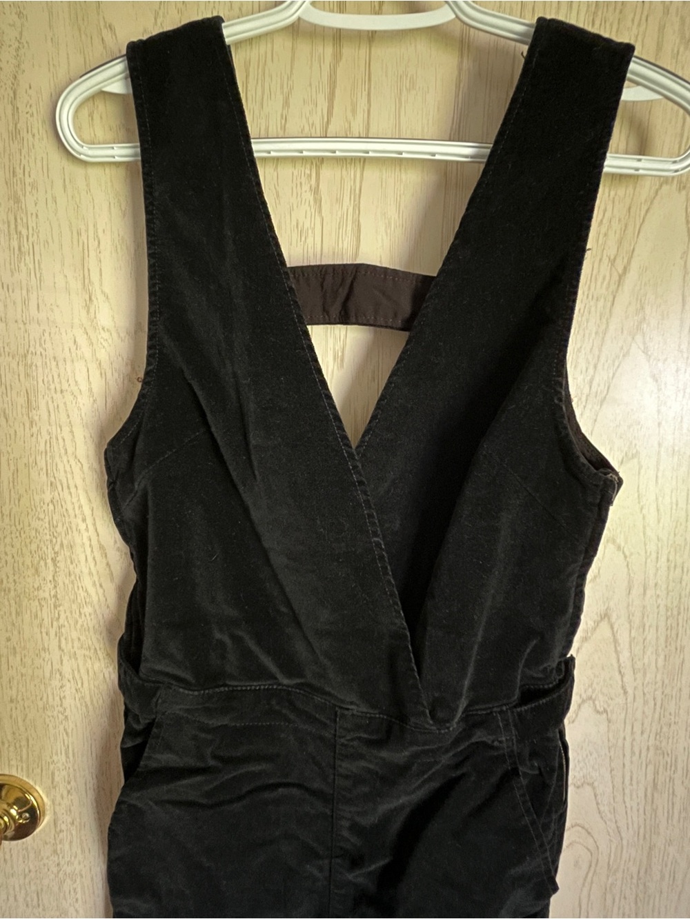 Free People Until Sunrise Black Velvet Flare Leg Jumpsuit Sz 2 - Picture 6 of 16